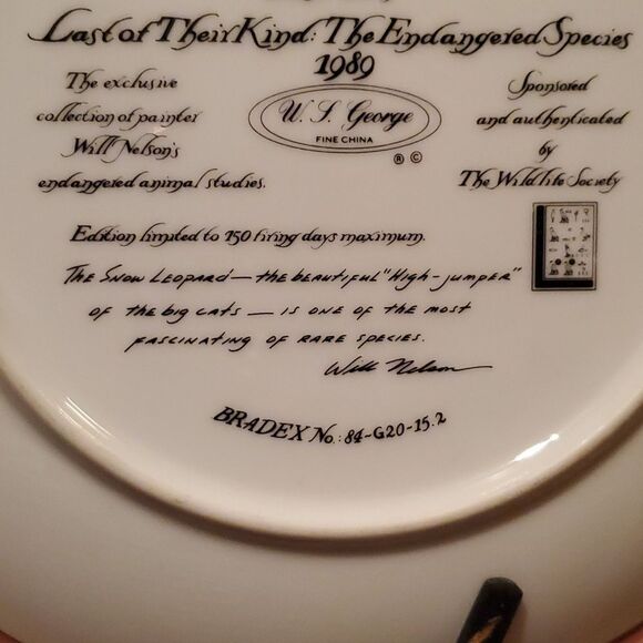 W.L. GEORGE COLLECTOR PLATE! "THE SNOW LEOPARD". PLATE No 2625G - Picture 5 of 6